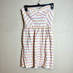 Shoshanna Strapless Mini Dress Womens Size 2 White Striped‎ Sweetheart Cocktail